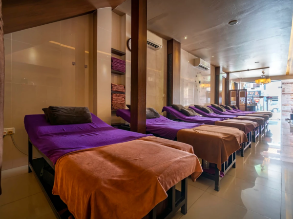 Row of massage beds